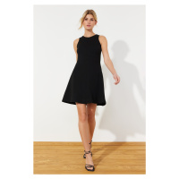 Trendyol Black Zero Sleeve Skater/Waist Open Knitted Mini Dress