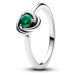 Pandora Stříbrný prsten se zeleným krystalem Květnový měsíční kámen 192993C05 58 mm