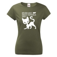 Dámské tričko Běhám jako kráva abych vypadala jako kočka