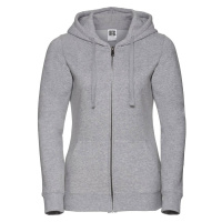 Light grey women's hoodie with Authentic Russell zipper