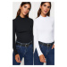 Trendyol Black-White 2 Pack Ribbed Stand Collar Fitted Long Sleeve Stretchy Knitted Blouse