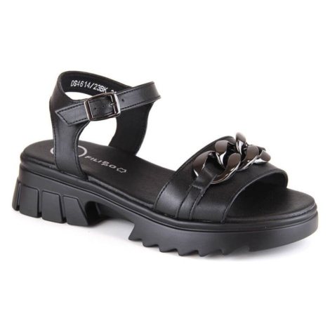 Kožené sandály s řetízkem Filippo DS4614 černé