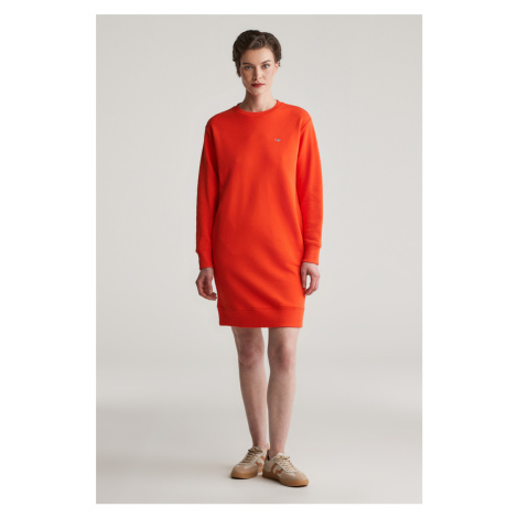 MIKINOVÉ ŠATY GANT SHIELD C-NECK SWEAT DRESS ORANGE RED