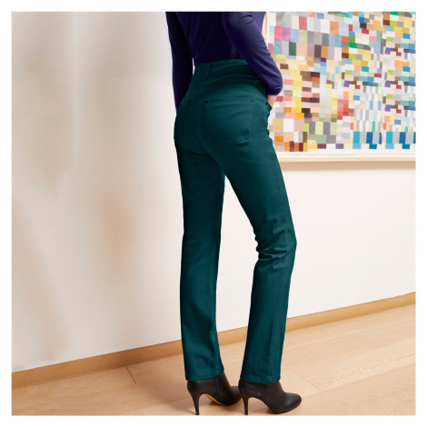 Blancheporte Strečové rovné kalhoty smaragdová