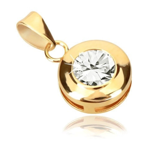 Přívěsek ve žlutém 9K zlatě - kroužek s výřezy, třpytivý kulatý zirkon Šperky eshop