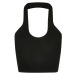 Ladies Rib Knit Crossed Neckholder Top - black