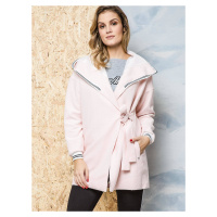 Lemonade coat decorated with white and black trimming pink