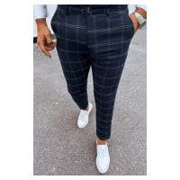 Tmavě modré pánské kostkované chino kalhoty Dstreet UX3986