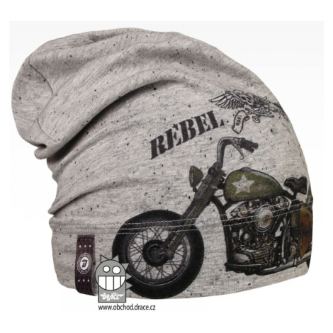 Bavlněná čepice Dráče - Polo 56, šedý melír, motorka Barva: Šedá