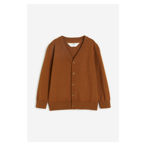 H & M - Propínací svetr z jemně pletené bavlny - béžová H&M