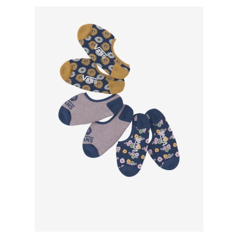 Sada tří párů dámských ponožek v hořčicové a tmavě modré barvě VANS