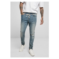 Slim Fit Drawstring Jeans středně těžké zničené seprané