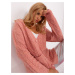 Světle růžový kabelový pletený svetr