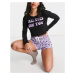 Brave Soul all eyes on you short pyjama set in black and lilac