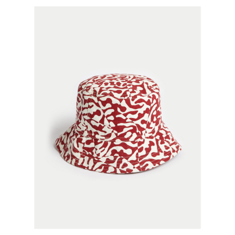 Krémovo-červený dámský vzorovaný klobouk Marks & Spencer