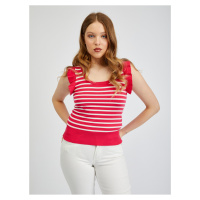 Bílo-růžové dámské pruhované tričko ORSAY