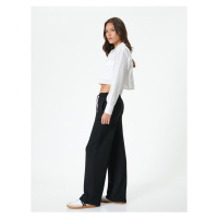 Koton Wide Leg Trousers Laced Waist Pocket Detailed