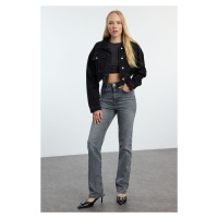 Trendyol Anthracite High Waist Flare Jeans