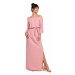 Be B146 Maxi šaty na ramínka - růžové ruznobarevne
