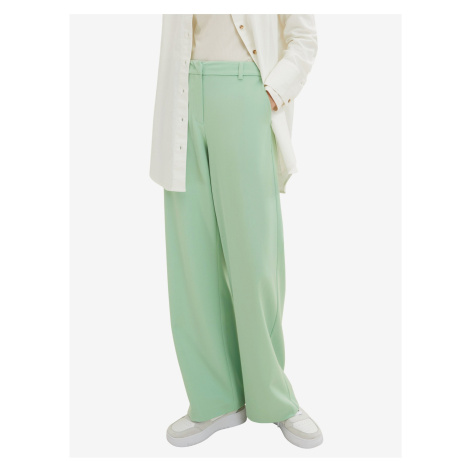 Světle zelené dámské široké kalhoty Tom Tailor