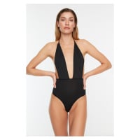 Trendyol Black Knitted Body With Low-Cut Back, Snap Snap Button