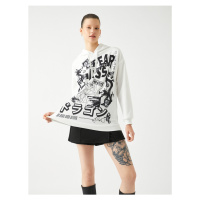 Koton Oversize Anime Sweatshirt with Hoodie Printed Back