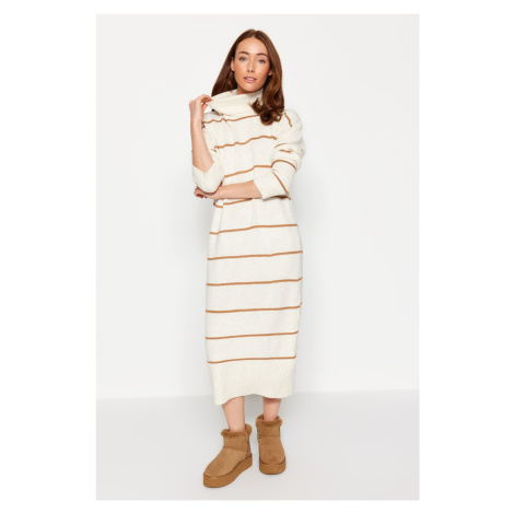 Trendyol Stone Maxi Knitwear Wide Pattern Soft Texture Dress