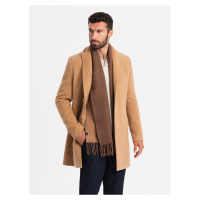 Ombre Single-breasted long men's suit style coat - light brown