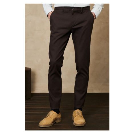ALTINYILDIZ CLASSICS Men's Brown Slim Fit Slim Fit Dobby Flexible Casual Trousers AC&Co / Altınyıldız Classics