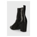 Kožené kotníkové boty Wojas dámské, černá barva, na podpatku, 5523551
