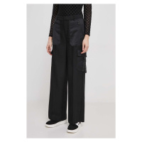 Kalhoty Dkny dámské, černá barva, široké, high waist, P3JKNV51