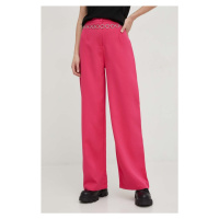 Kalhoty Answear Lab dámské, růžová barva, široké, high waist