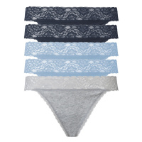 esmara® Dámské krajkové kalhotky, 5 kusů (šedá / námořnická modrá / modrá)