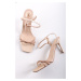Béžovo-zlaté sandály na tenkém podpatku Amaly