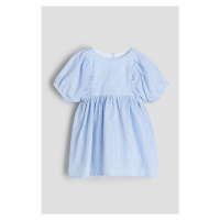 H & M - Bavlněné šaty z tkaniny seersucker - modrá