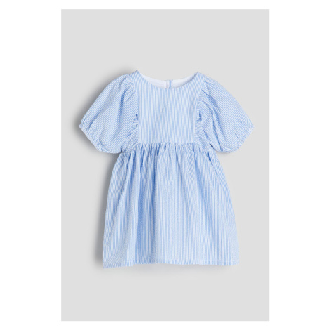 H & M - Bavlněné šaty z tkaniny seersucker - modrá H&M