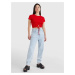 Červené dámské žebrované cropped tričko se zavazováním v pase Tommy Jeans