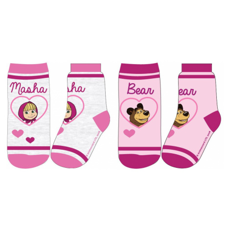 Dívčí ponožky - Máša a medvěd 5234105, růžová/ světle šedá