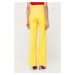 Kalhoty BOSS dámské, žlutá barva, široké, high waist