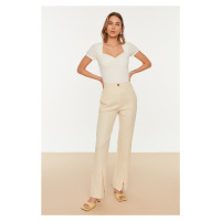 Trendyol Stone High Waist Slit Woven Trousers