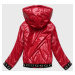 Krátká červená dámská bunda s kapucí (B9787-4)