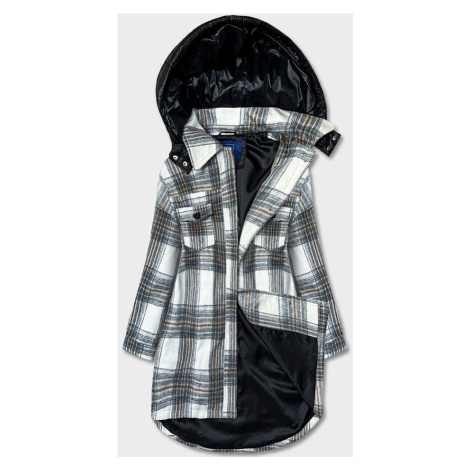 Ecru/šedá dámská károvaná košilová bunda (AG3-1813) Ann Gissy