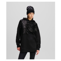 Mikina karl lagerfeld fashion sequin long hoodie black