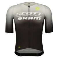 SCOTT Cyklistický dres s krátkým rukávem - SRAM AERO - černá/bílá