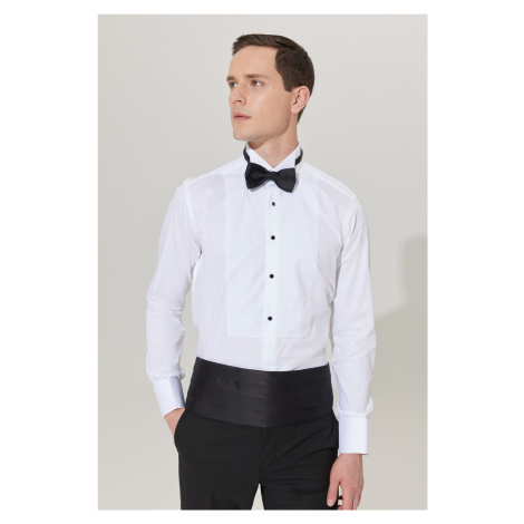 ALTINYILDIZ CLASSICS Men's White Slim Fit Slim-Fit Cut Cut Collar 100% Cotton Shirt that Wrinkle AC&Co / Altınyıldız Classics