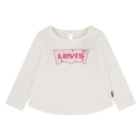 Dětské bavlněné tričko s dlouhým rukávem Levi's LVG CURVED HEM LS TEE béžová barva