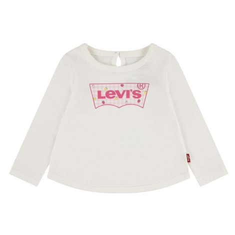 Dětské bavlněné tričko s dlouhým rukávem Levi's LVG CURVED HEM LS TEE béžová barva Levi´s