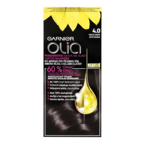 Garnier Olia Permanent Hair Color 50 g barva na vlasy pro ženy 4,0 Dark Brown na barvené vlasy; 