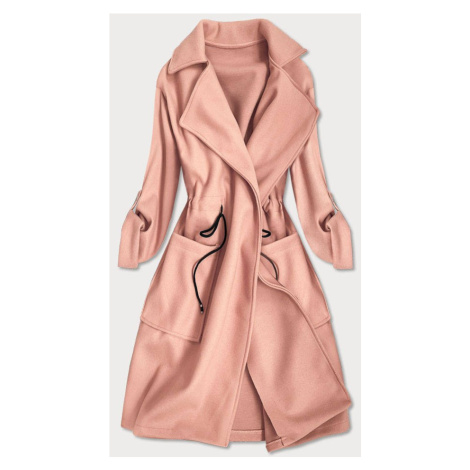 Růžový volný dámský kabát s klopami (20536) Made in Italy | Modio.cz