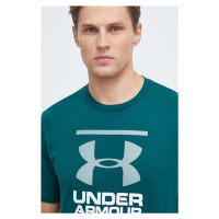 Funkční tričko Under Armour zelená barva, s potiskem